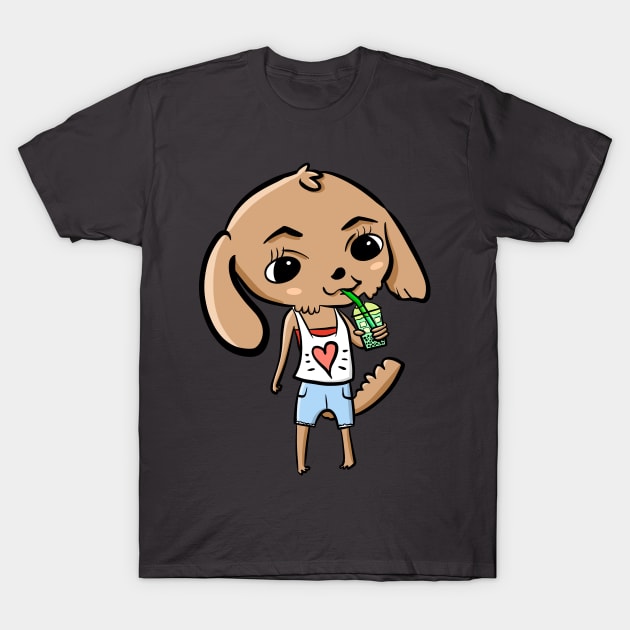 Puppy loves her bubble tea T-Shirt by SubtleSplit